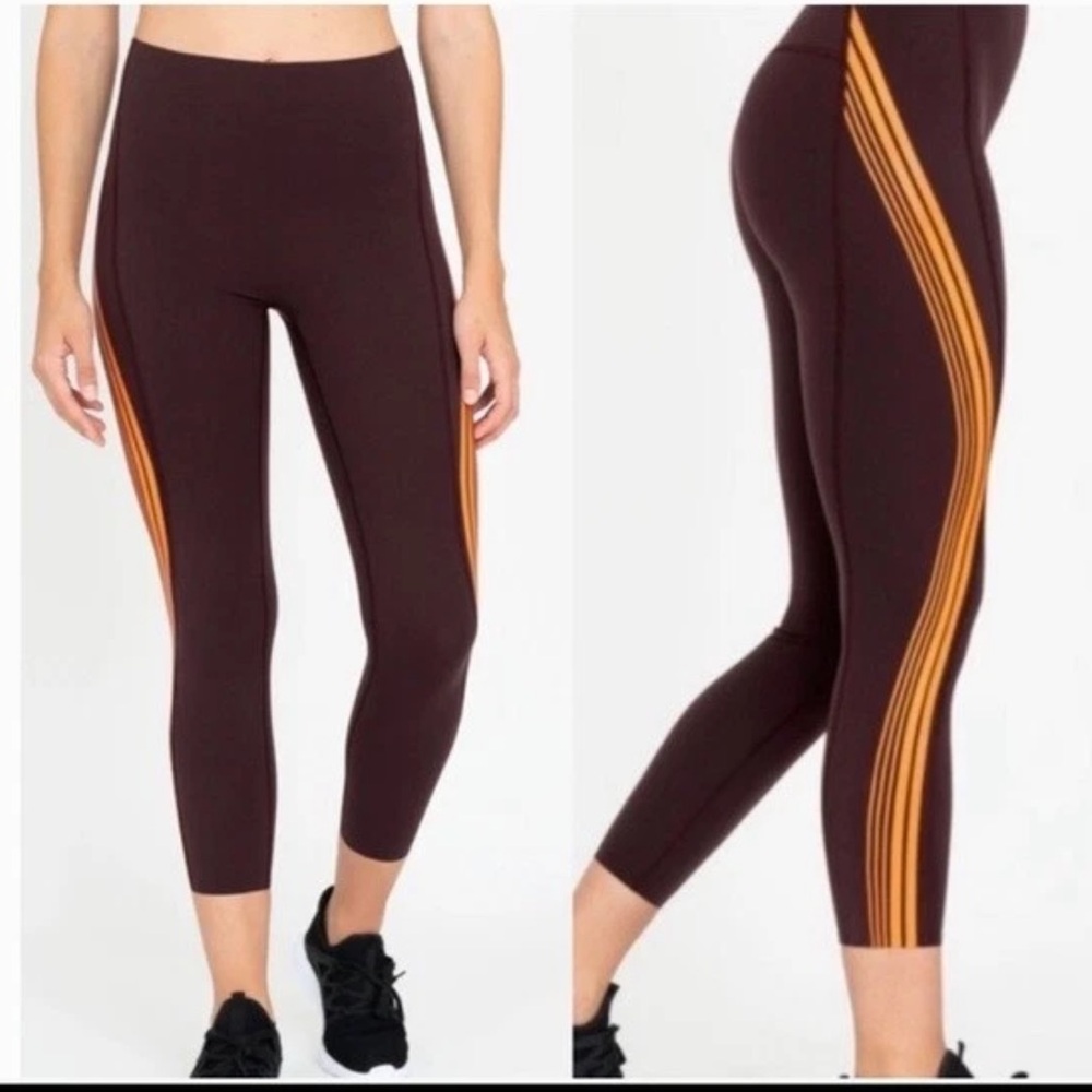 SPANX Every.Wear Contour Stripe 7/8 Leggings Wine Orange NWT S/P
